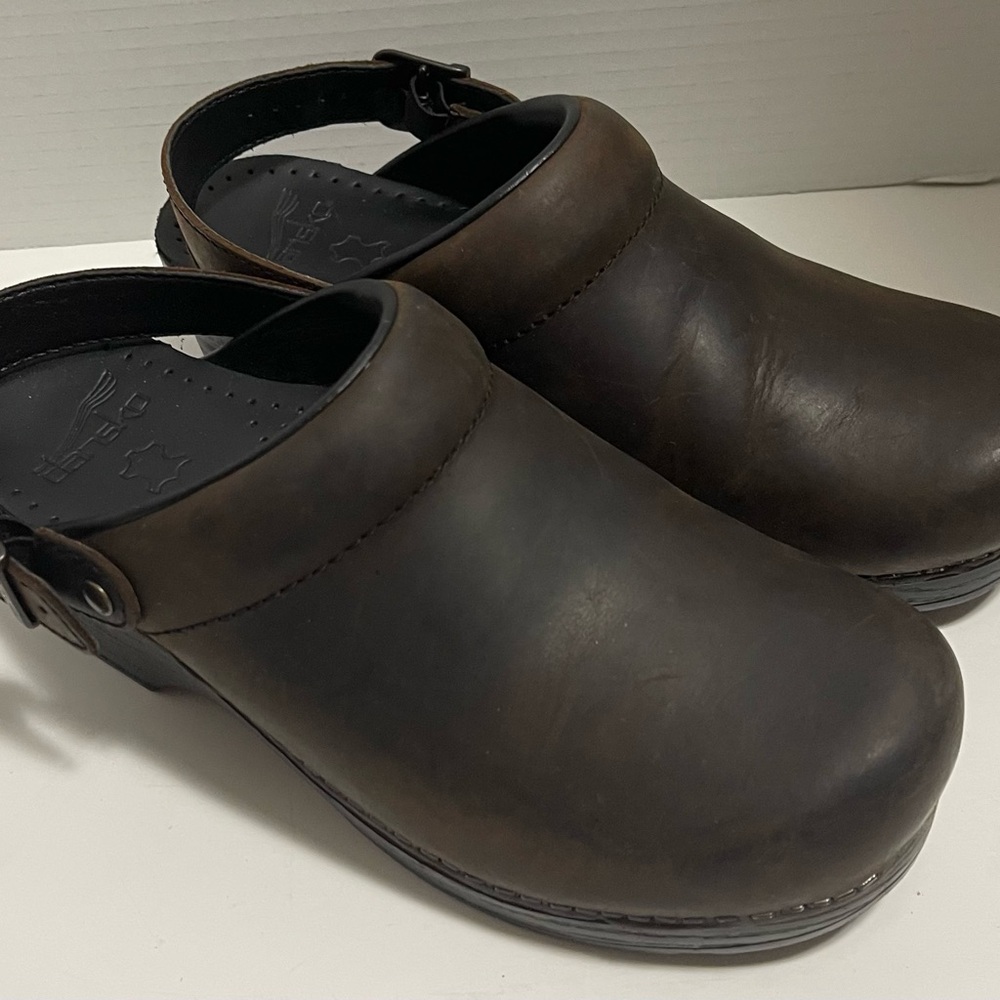 Dansko open back with straps Brown Leather Clogs size 8 - Picture 4 of 6